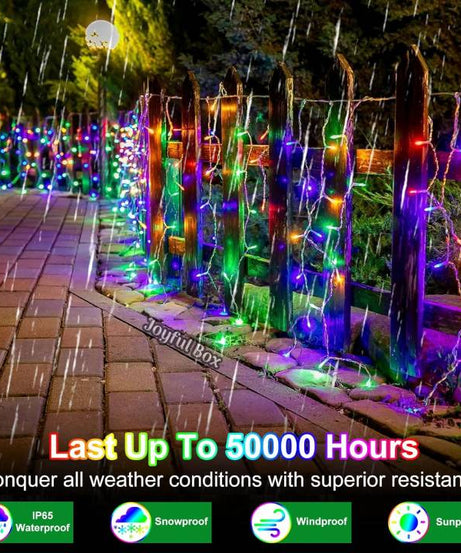 Instalatie Premium Turturi Joyful Box, 35 Metri, 700 LED-uri, Multicolor, Flash Alb, Interconectabila, Cablu alb cauciucat