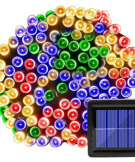 Instalatie Solara Joyful Box, 10 Metri, 100 LED-uri, Multicolor, Panou solar, 8 jocuri de lumini