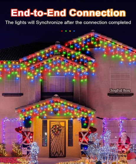 Instalatie Premium Turturi Joyful Box, 35 Metri, 700 LED-uri, Multicolor, Flash Alb, Interconectabila, Cablu alb cauciucat