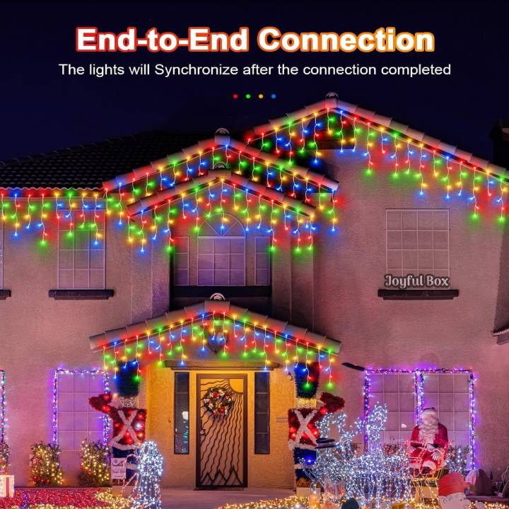 Instalatie Premium Turturi Joyful Box, 50 Metri, 1000 LED-uri, Multicolor, Flash Alb, Interconectabila, Cablu alb cauciucat