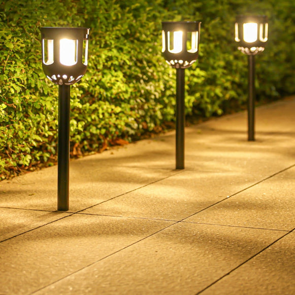 Set 4 Lampi Solare Decorative Joyful Box, LED lumina calda, Negru, Design modern, 2200mAh, Exterior, IP66