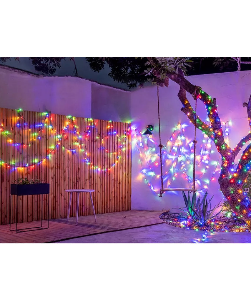 Instalatie Solara Joyful Box, 60 Metri, 600 LED-uri, Multicolor, Panou solar mare, 1200mAh, Telecomanda Wireless