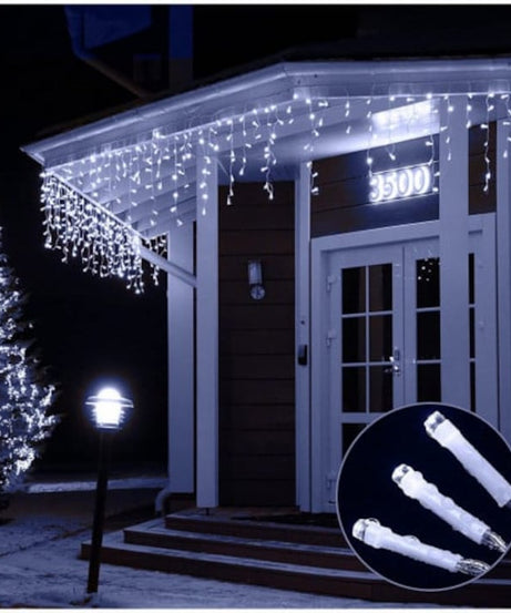 Instalatie Turturi Joyful Box, 30 Metri, 1200 LED-uri, Alb rece, Interconectabila, 8 jocuri de lumini, Interior-Exterior, Waterproof