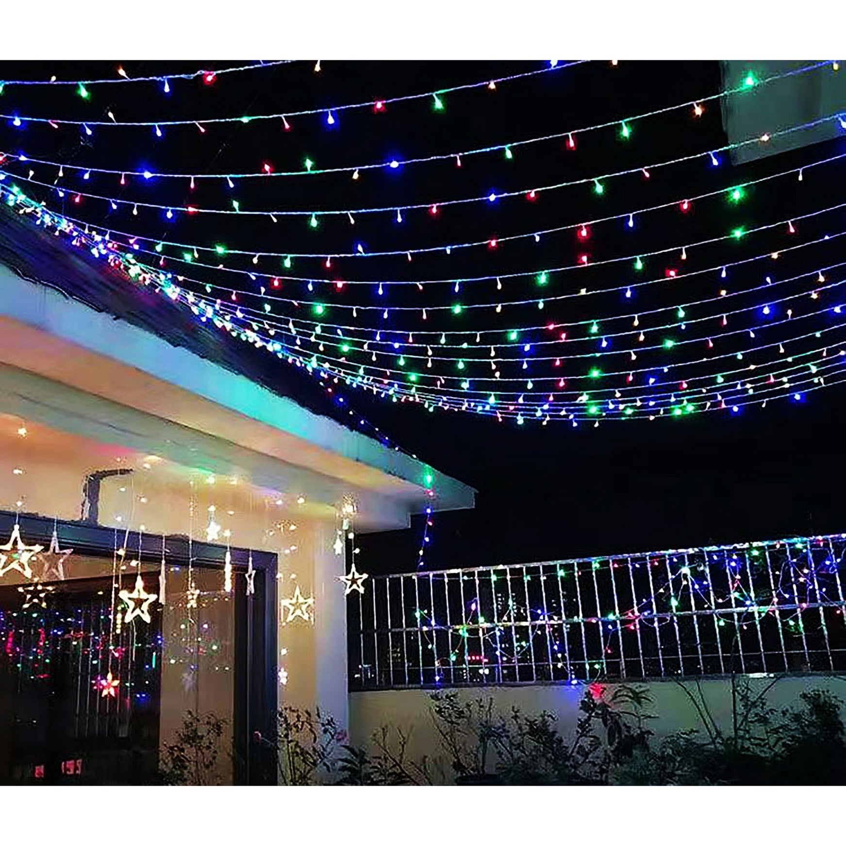 Instalatie Solara Joyful Box, 50 Metri, 500 LED-uri, Multicolor, Panou solar mare, 1200mAh, Telecomanda Wireless