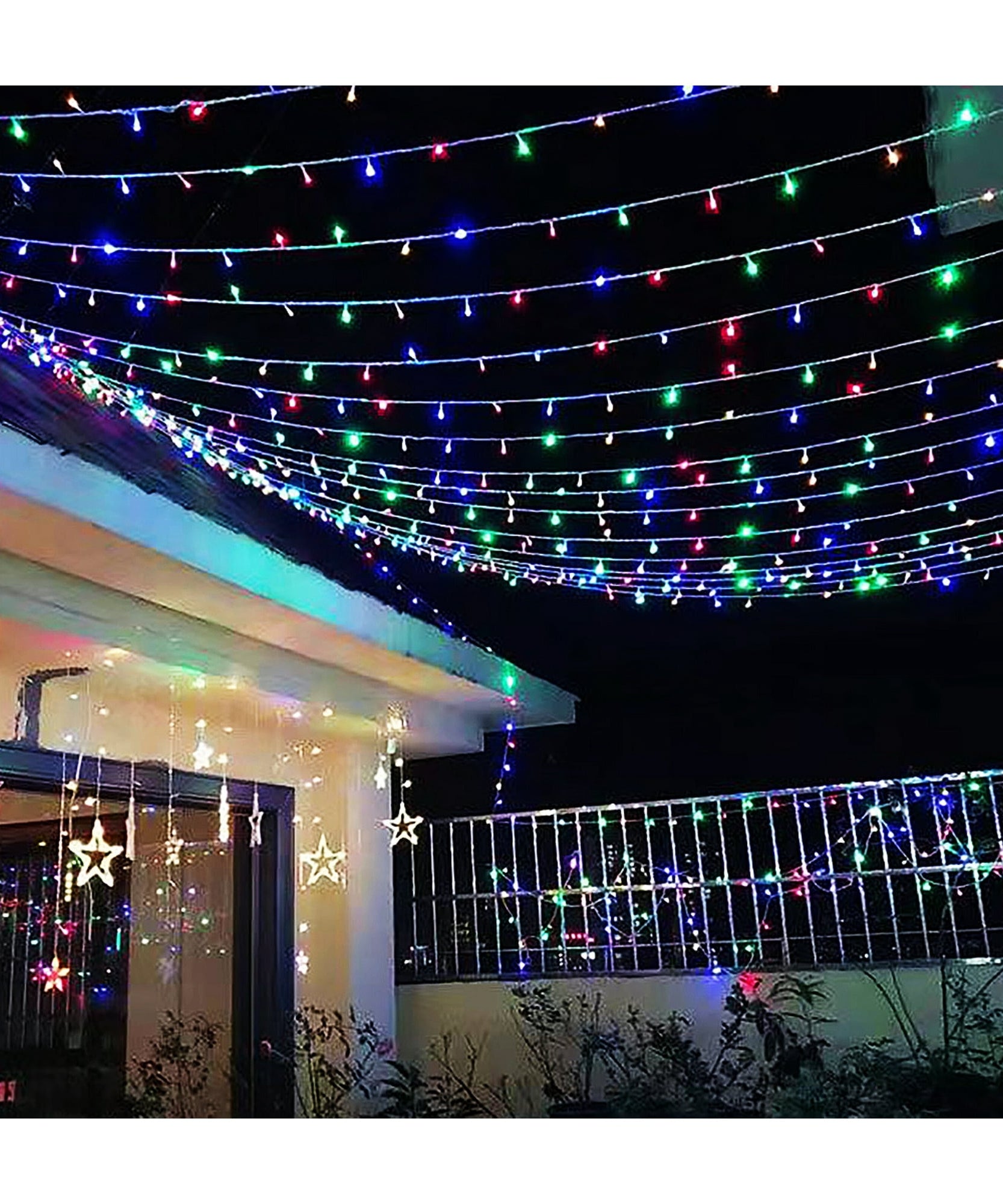 Instalatie Solara Joyful Box, 60 Metri, 600 LED-uri, Multicolor, Panou solar mare, 1200mAh, Telecomanda Wireless