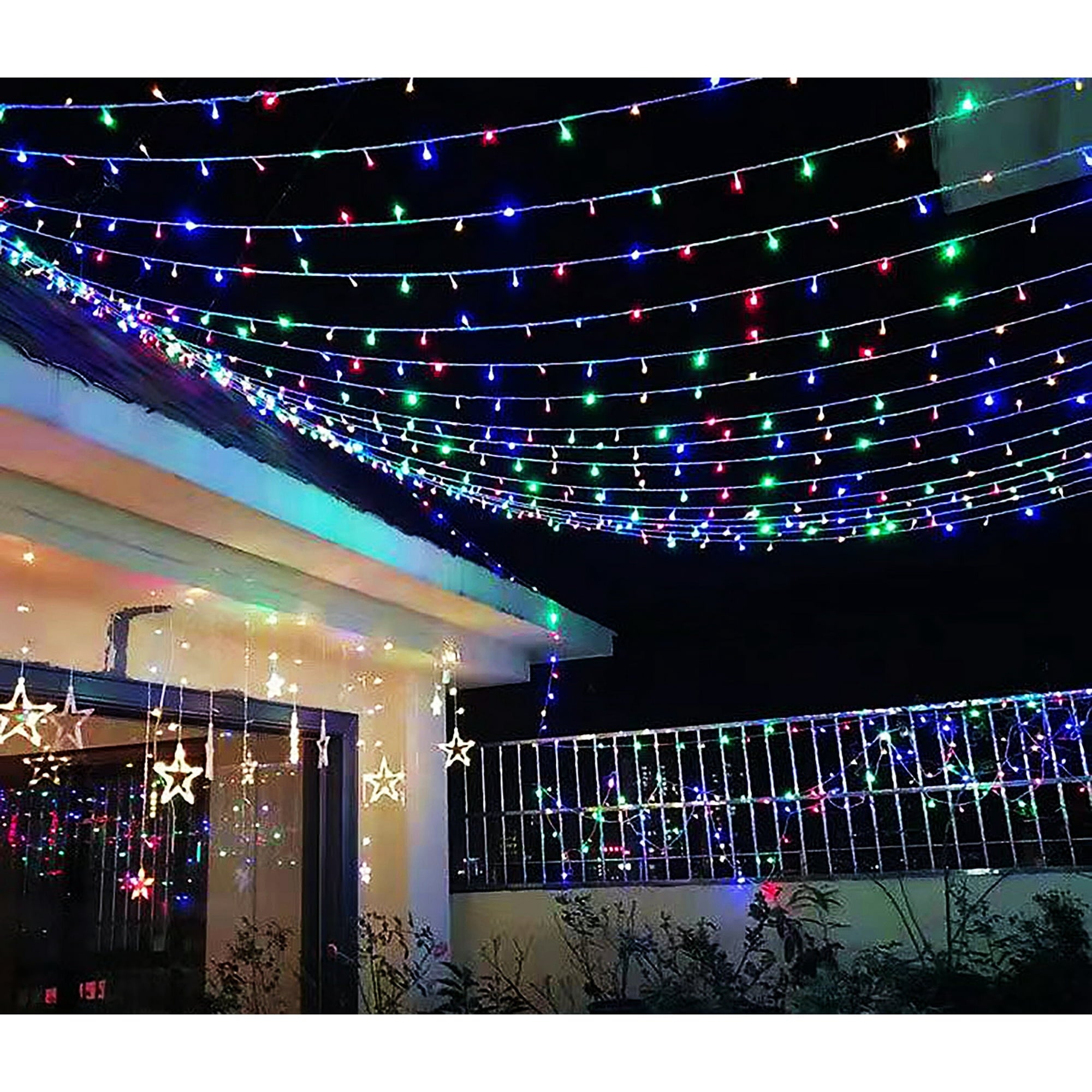 Instalatie Solara Joyful Box, 50 Metri, 500 LED-uri, Multicolor, Panou solar mare, 1200mAh, Telecomanda Wireless