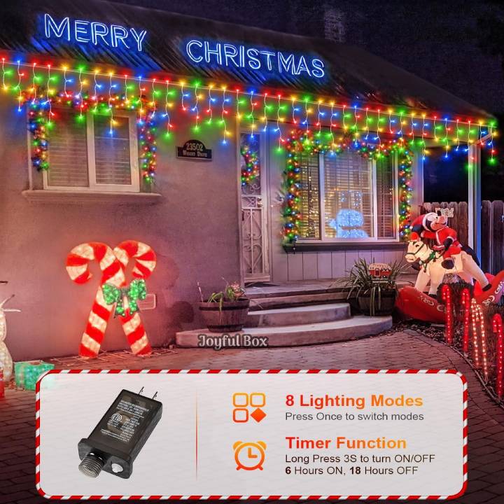 Instalatie Premium Turturi Joyful Box, 50 Metri, 1000 LED-uri, Multicolor, Flash Alb, Interconectabila, Cablu alb cauciucat