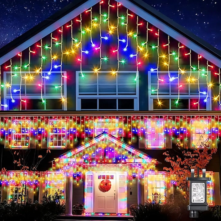 Instalatie Turturi Joyful Box, 12 Metri, 300 LED-uri, Multicolor, Interconectabila, 8 jocuri de lumini, Interior-Exterior, Waterproof