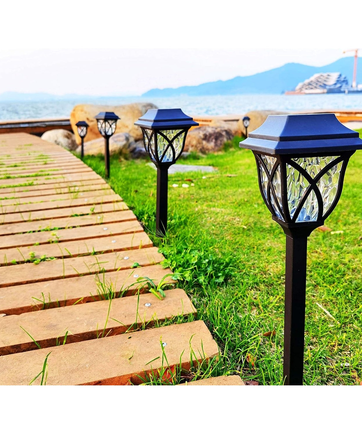 Set 2 Lampi Solare Decorative Joyful Box, LED lumina calda, Negru Royal, Design modern, 2000mAh, Exterior, IP66