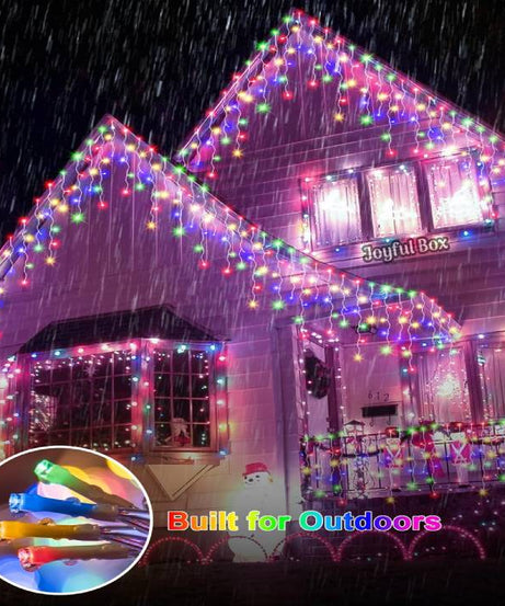 Instalatie Premium Turturi Joyful Box, 35 Metri, 700 LED-uri, Multicolor, Flash Alb, Interconectabila, Cablu alb cauciucat