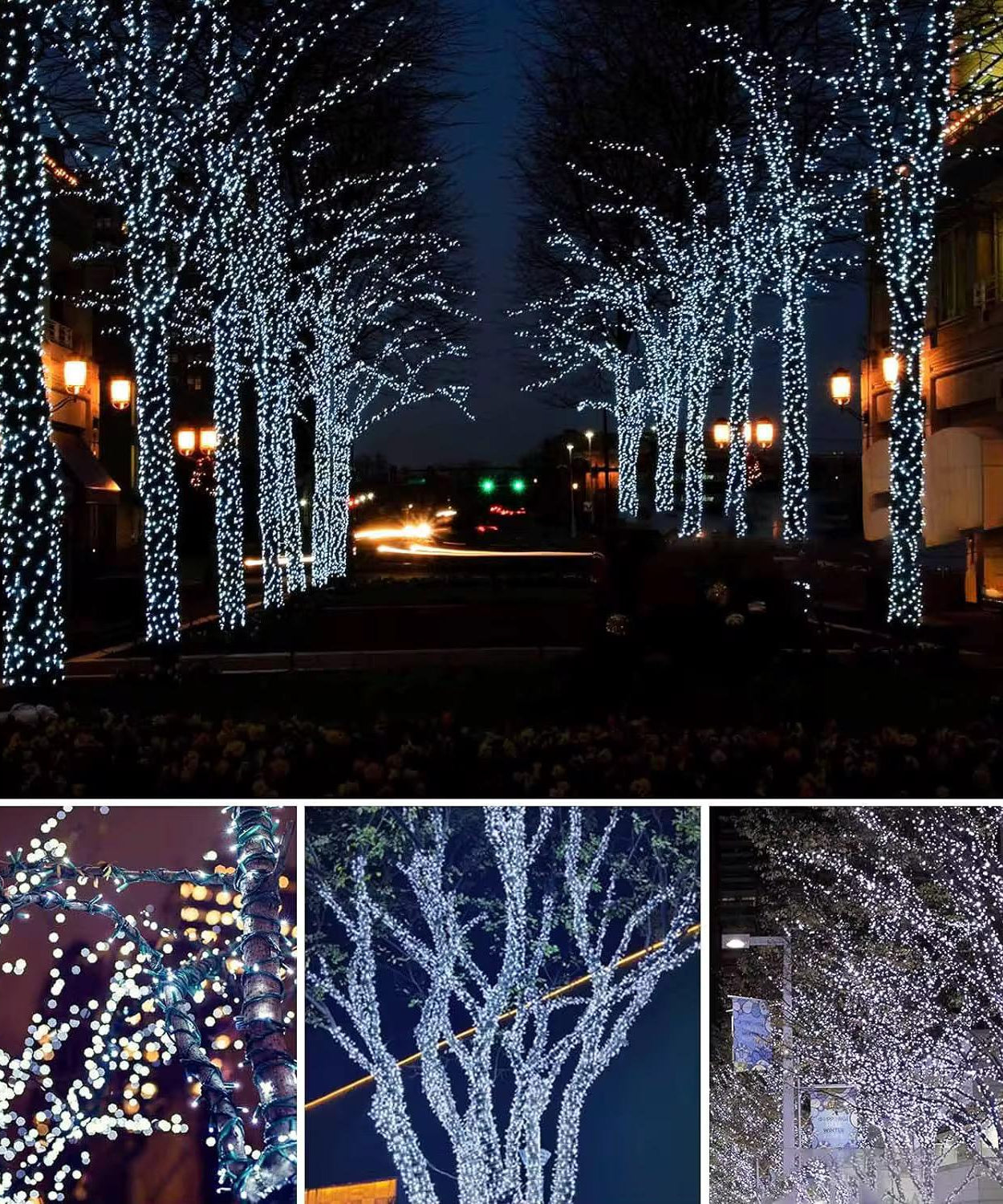 Instalatie Liniara Joyful Box, Alb rece, 100 Metri, 500 LED-uri tip diamant si 8 jocuri de lumini, pentru interior si exterior