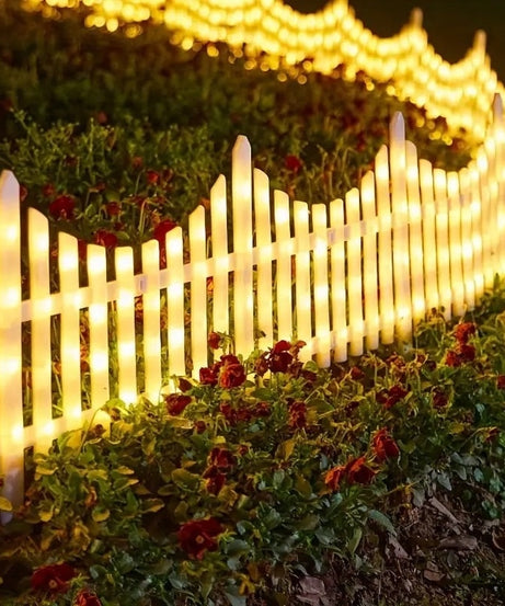 Gard decorativ cu LED-uri Joyful Box, 2.8 Metri, Galben, 8 moduri de iluminare, Interconectabil, Interior-Exterior, Lumina Alba Calda, 220W