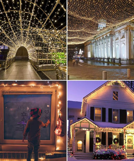 Instalatie Solara Joyful Box, 10 Metri, 100 LED-uri, Galben, Panou solar, 8 jocuri de lumini
