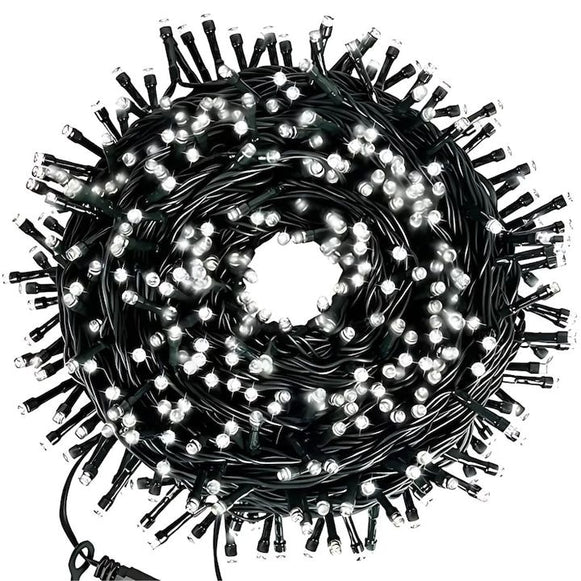 Instalatie Liniara Joyful Box, Alb rece, 100 Metri, 500 LED-uri tip diamant si 8 jocuri de lumini, pentru interior si exterior