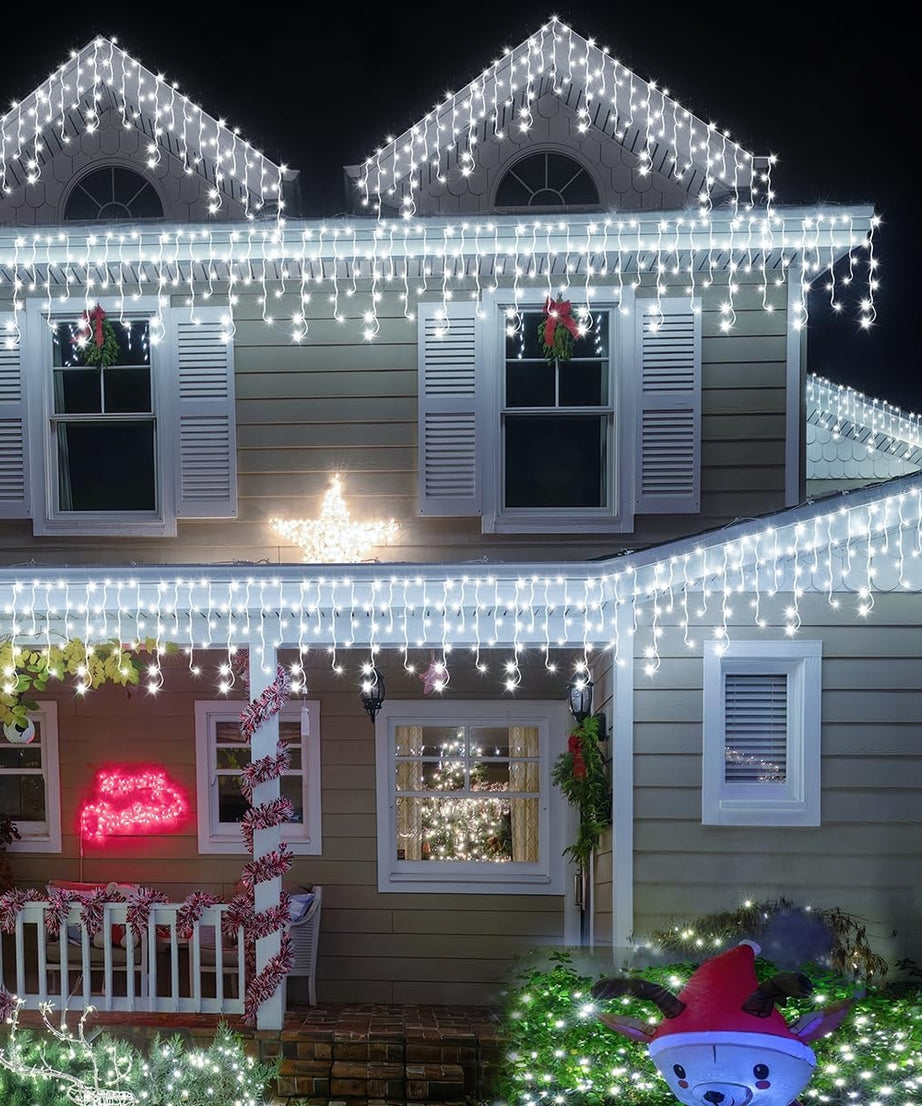Instalatie Turturi Joyful Box, 30 Metri, 1200 LED-uri, Alb rece, Interconectabila, 8 jocuri de lumini, Interior-Exterior, Waterproof