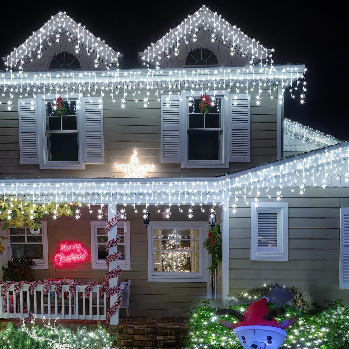 Instalatie Turturi Joyful Box, 30 Metri, 1200 LED-uri, Alb rece, Interconectabila, 8 jocuri de lumini, Interior-Exterior, Waterproof