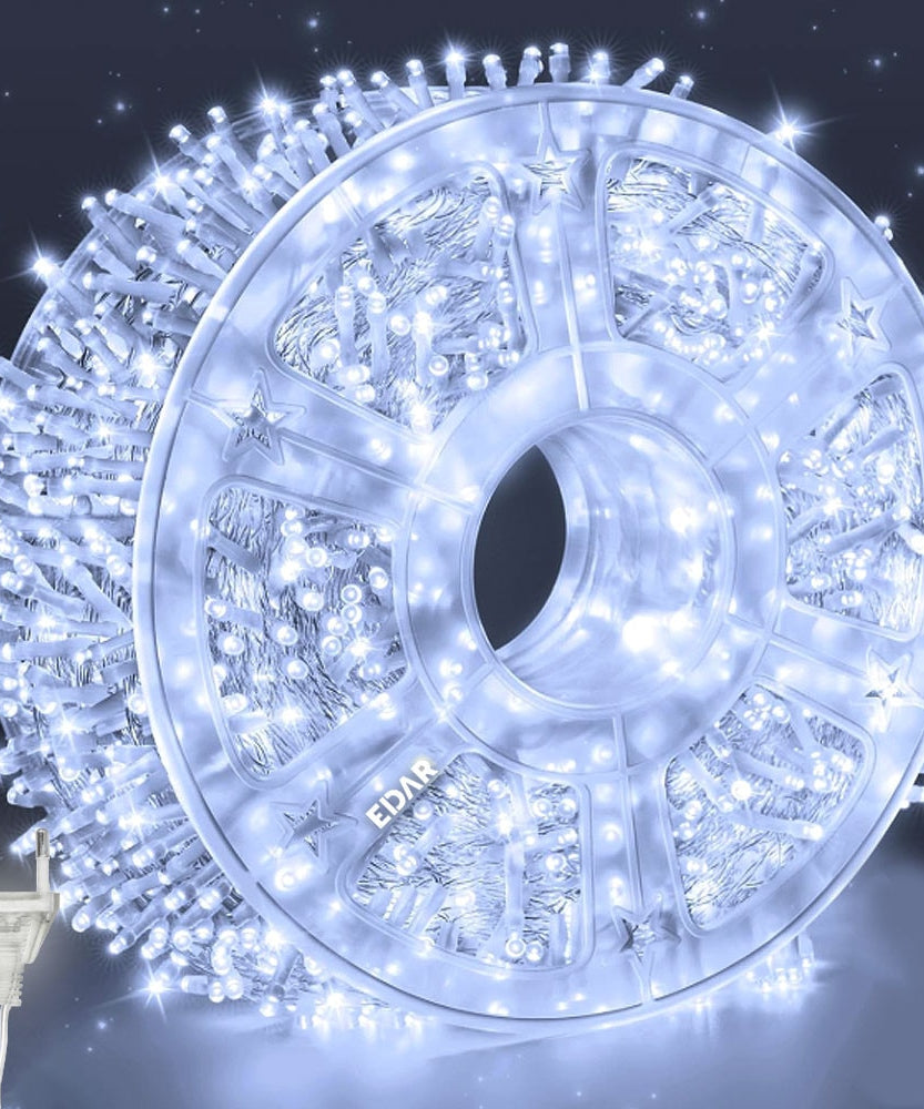 Instalatie Liniara Joyful Box, Alb rece, 100 Metri, 500 LED-uri tip diamant si 8 jocuri de lumini, pentru interior si exterior