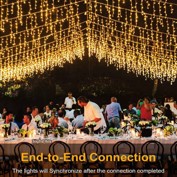 Instalatie Turturi Joyful Box, 12 Metri, 300 LED-uri, Galben, Interconectabila, 8 jocuri de lumini, Interior-Exterior, Waterproof