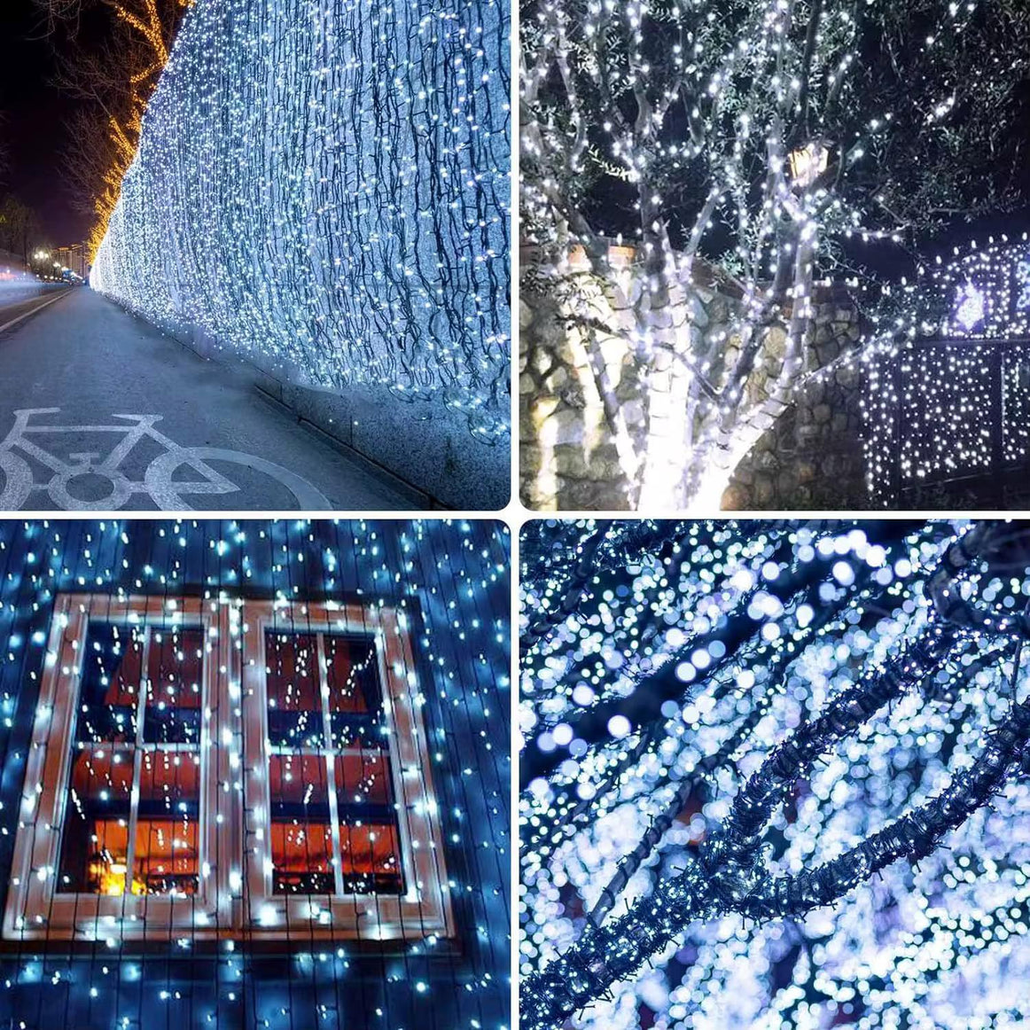 Instalatie Liniara Joyful Box, Alb rece, 100 Metri, 500 LED-uri tip diamant si 8 jocuri de lumini, pentru interior si exterior