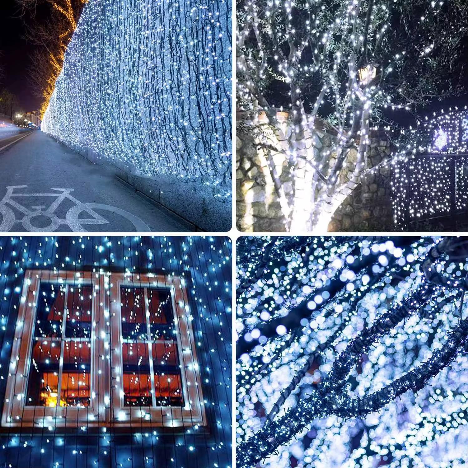 Instalatie Liniara Joyful Box, Alb rece, 100 Metri, 500 LED-uri tip diamant si 8 jocuri de lumini, pentru interior si exterior