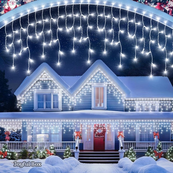 Instalatie Premium Turturi Joyful Box, 50 Metri, 1000 LED-uri, Alb rece, Flash Alb, Interconectabila, Cablu alb cauciucat