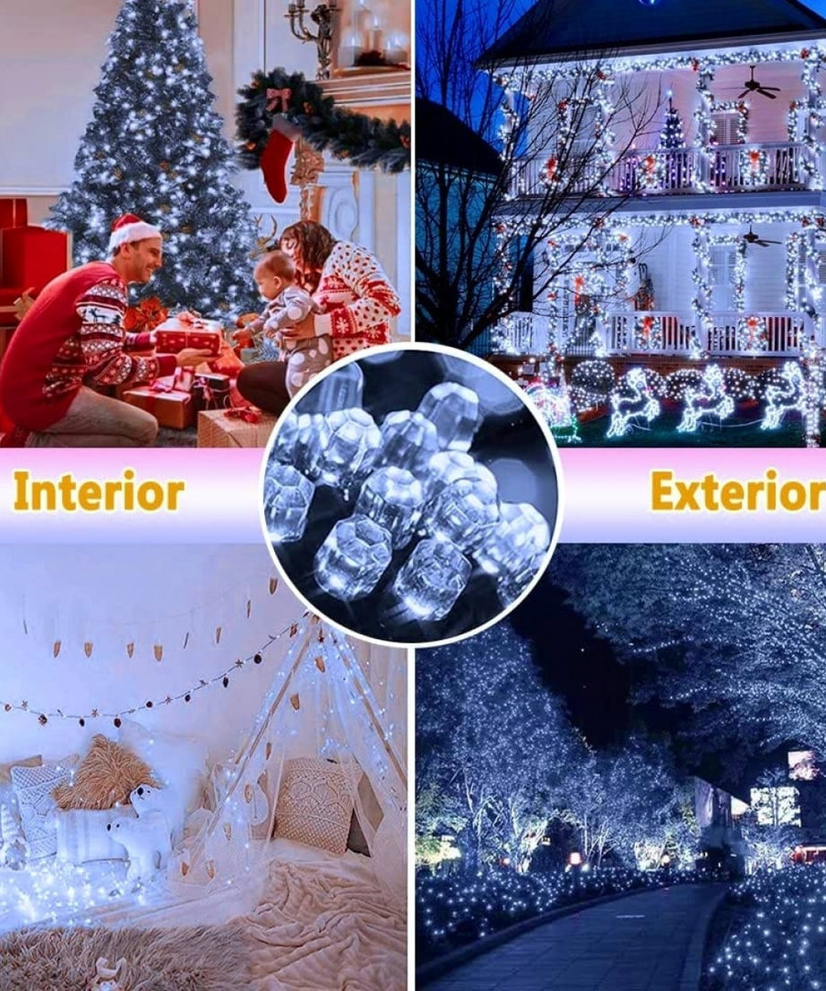 Instalatie LED DIAMANT Joyful Box, 9 Metri, 100 LED-uri, Alb rece, Interconectabila, 8 jocuri de lumini, Interior-Exterior