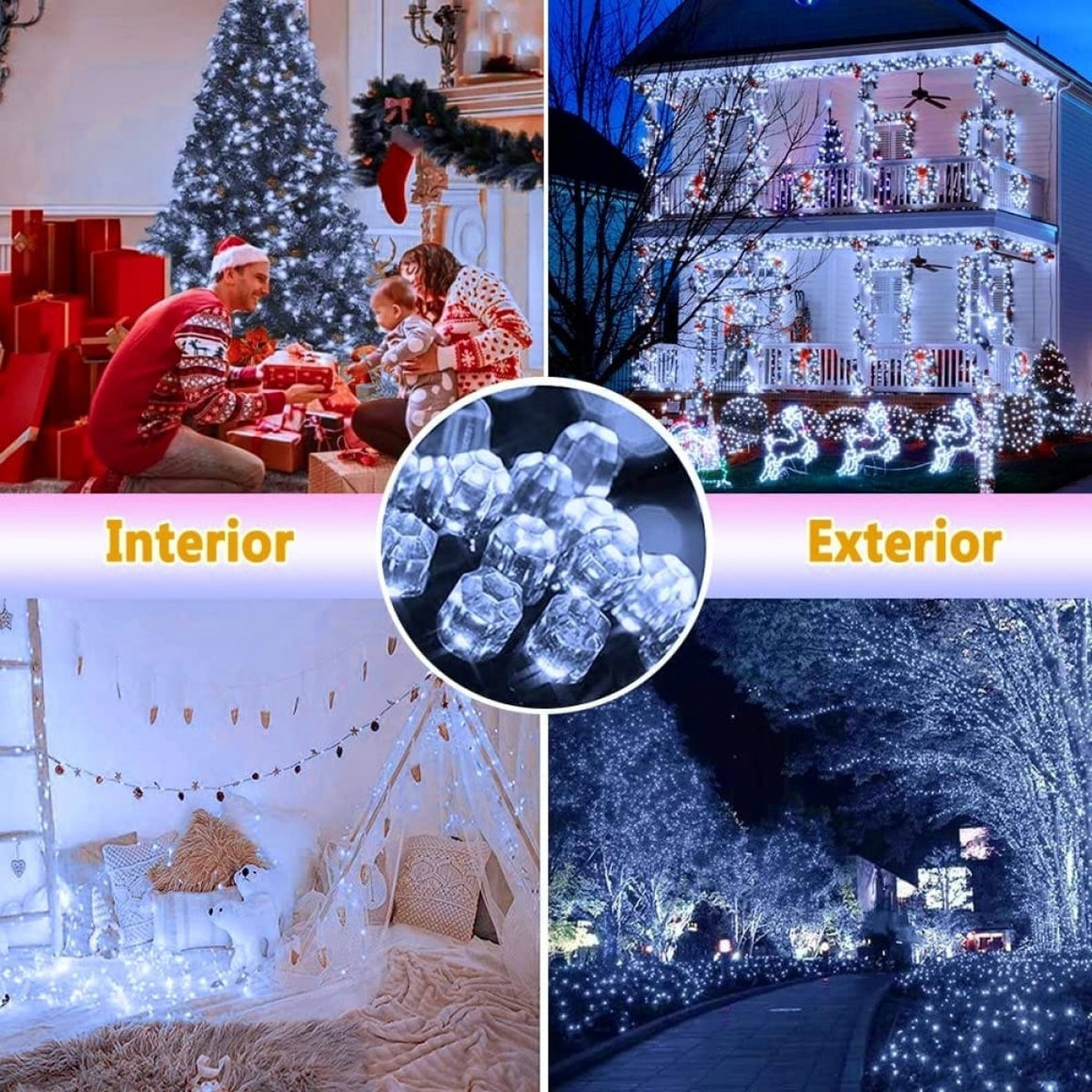 Instalatie LED DIAMANT Joyful Box, 9 Metri, 100 LED-uri, Alb rece, Interconectabila, 8 jocuri de lumini, Interior-Exterior