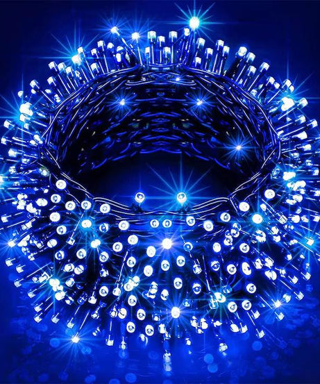 Instalatie Liniara Joyful Box, Albastru, 100 Metri, 500 LED-uri tip diamant si 8 jocuri de lumini, pentru interior si exterior