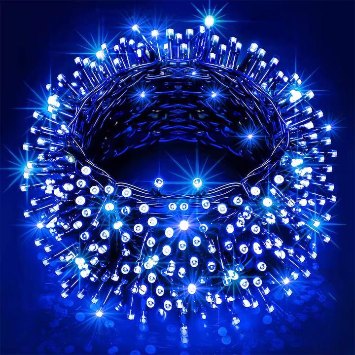 Instalatie Liniara Joyful Box, Albastru, 100 Metri, 500 LED-uri tip diamant si 8 jocuri de lumini, pentru interior si exterior