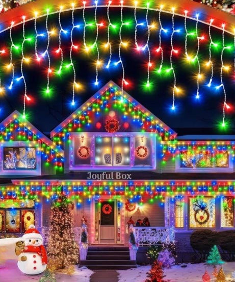 Instalatie Premium Turturi Joyful Box, 35 Metri, 700 LED-uri, Multicolor, Flash Alb, Interconectabila, Cablu alb cauciucat
