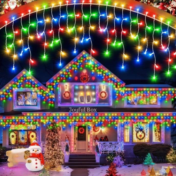 Instalatie Premium Turturi Joyful Box, 35 Metri, 700 LED-uri, Multicolor, Flash Alb, Interconectabila, Cablu alb cauciucat