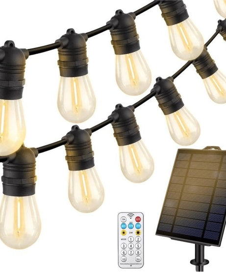 Ghirlanda Luminoasa Solara Joyful Box, Panou Solar si USB, 20 Metri, 20 Becuri, Becuri LED, Lumina calda, Telecomanda Wireless, IP65