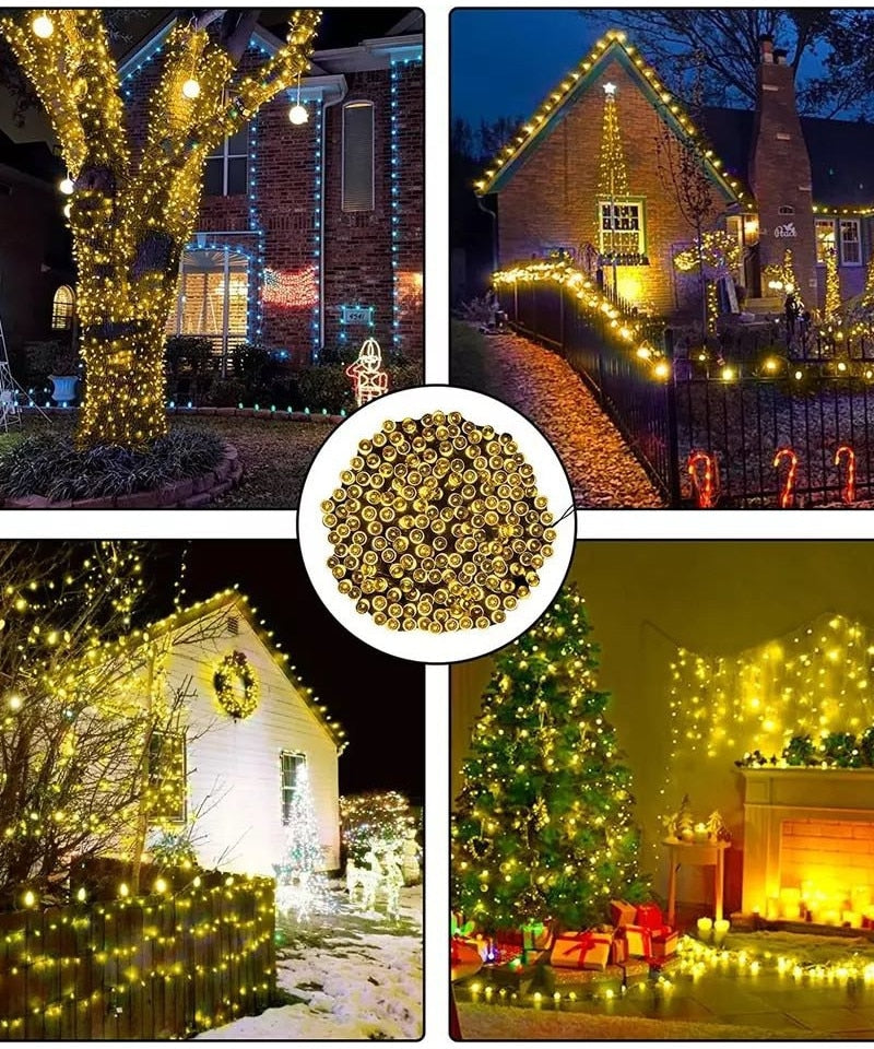 Instalatie LED DIAMANT Joyful Box, 9 Metri, 100 LED-uri, Galben, Interconectabila, 8 jocuri de lumini, Interior-Exterior