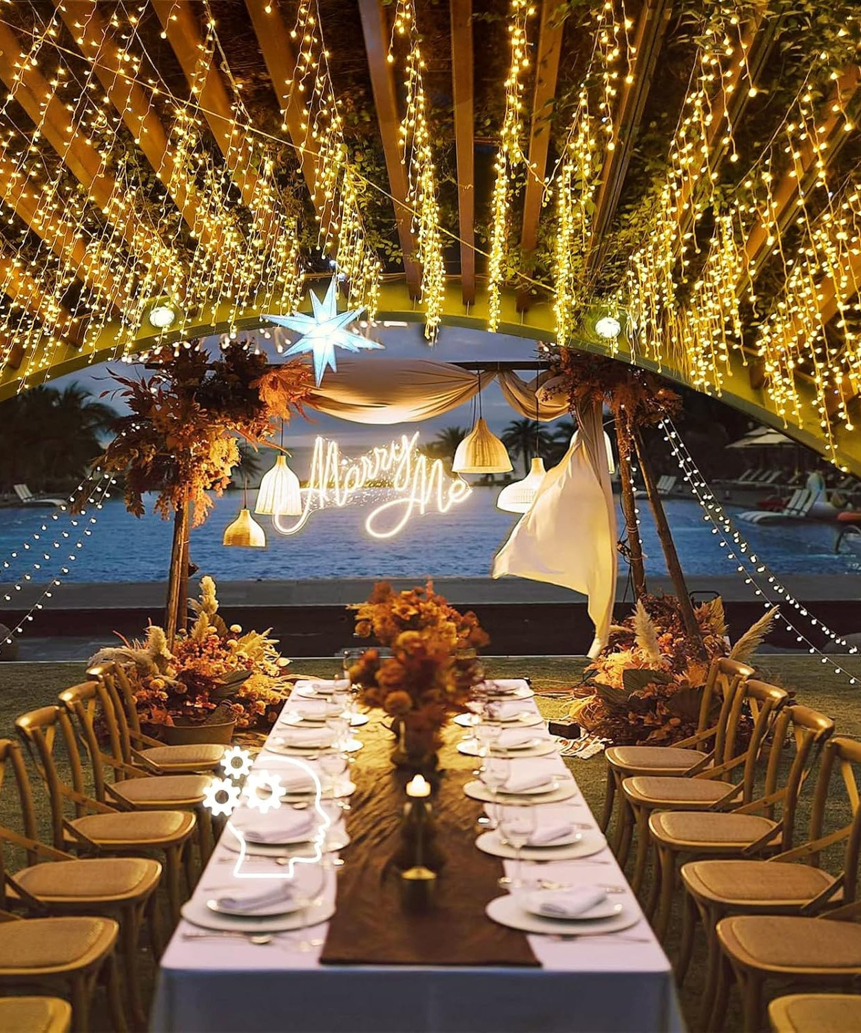 Instalatie Premium Turturi Joyful Box, 35 Metri, 700 LED-uri, Galben, Flash Alb, Interconectabila, Cablu alb cauciucat