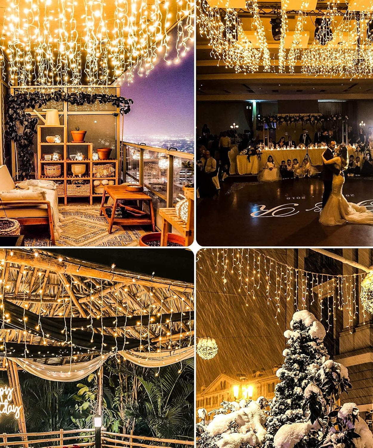 Instalatie Turturi Joyful Box, 12 Metri, 300 LED-uri, Galben, Interconectabila, 8 jocuri de lumini, Interior-Exterior, Waterproof