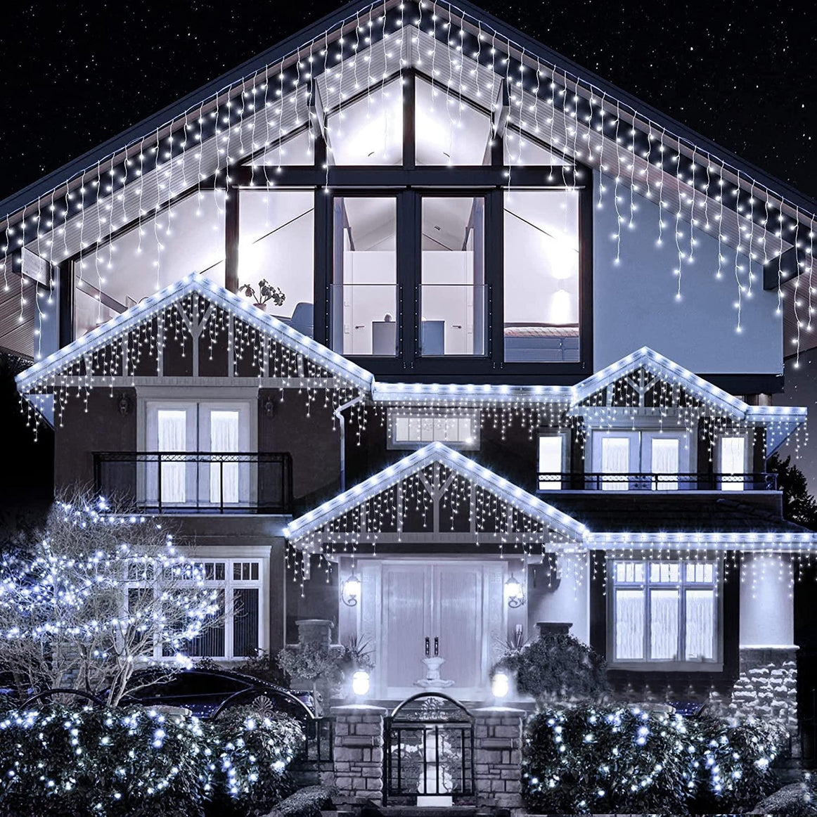 Instalatie Solara Joyful Box, 10 Metri, 100 LED-uri, Alb rece, Panou solar, 8 jocuri de lumini