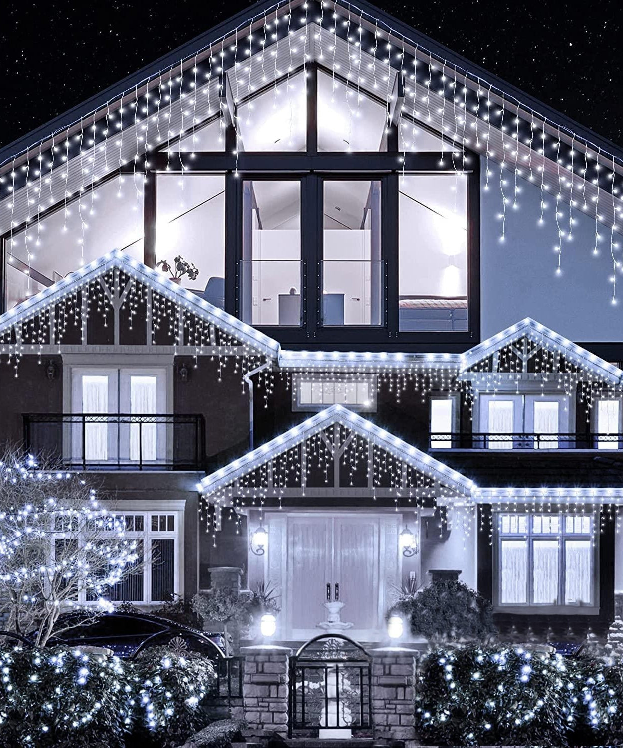 Instalatie Solara Joyful Box, 10 Metri, 100 LED-uri, Alb rece, Panou solar, 8 jocuri de lumini