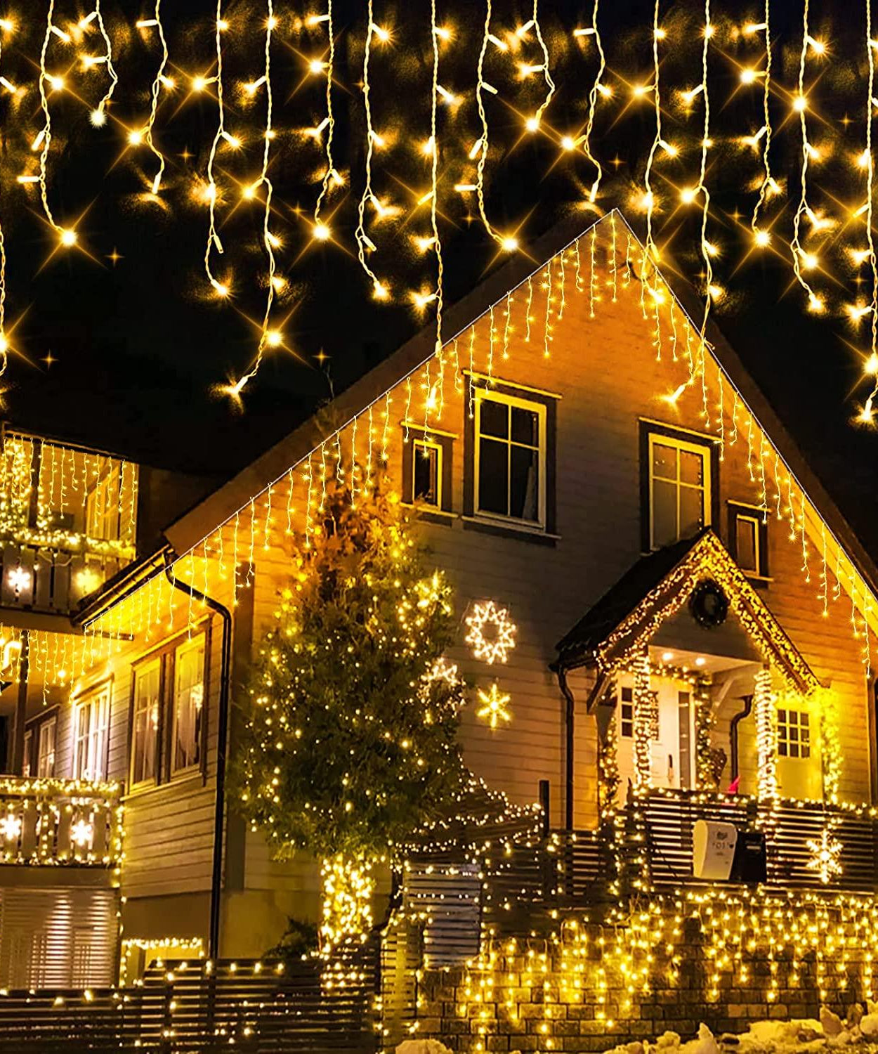 Instalatie Turturi Joyful Box, 12 Metri, 300 LED-uri, Galben, Interconectabila, 8 jocuri de lumini, Interior-Exterior, Waterproof