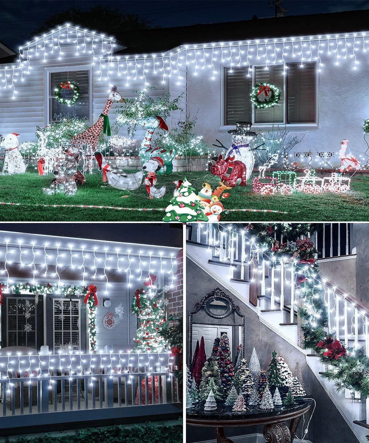 Instalatie Turturi Joyful Box, 30 Metri, 1200 LED-uri, Alb rece, Interconectabila, 8 jocuri de lumini, Interior-Exterior, Waterproof
