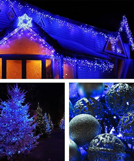 Instalatie Liniara Joyful Box, Albastru, 100 Metri, 500 LED-uri tip diamant si 8 jocuri de lumini, pentru interior si exterior