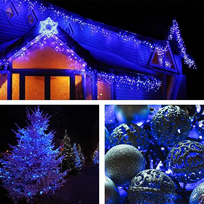 Instalatie Liniara Joyful Box, Albastru, 50 Metri, 250 LED-uri tip diamant si 8 jocuri de lumini, pentru interior si exterior