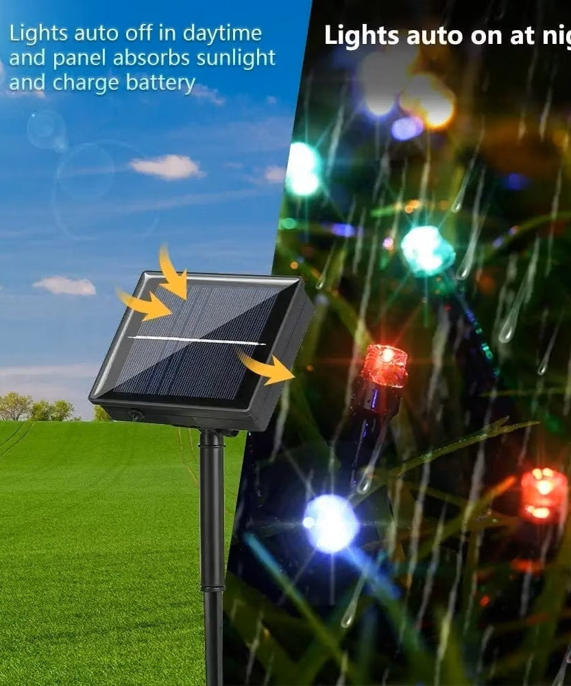 Instalatie Solara Joyful Box, 10 Metri, 100 LED-uri, Multicolor, Panou solar, 8 jocuri de lumini