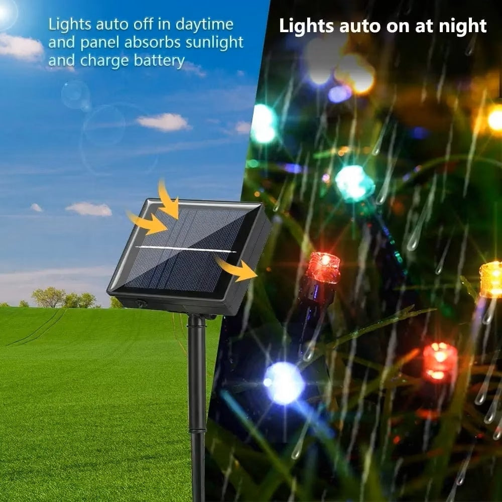 Instalatie Solara Joyful Box, 10 Metri, 100 LED-uri, Multicolor, Panou solar, 8 jocuri de lumini