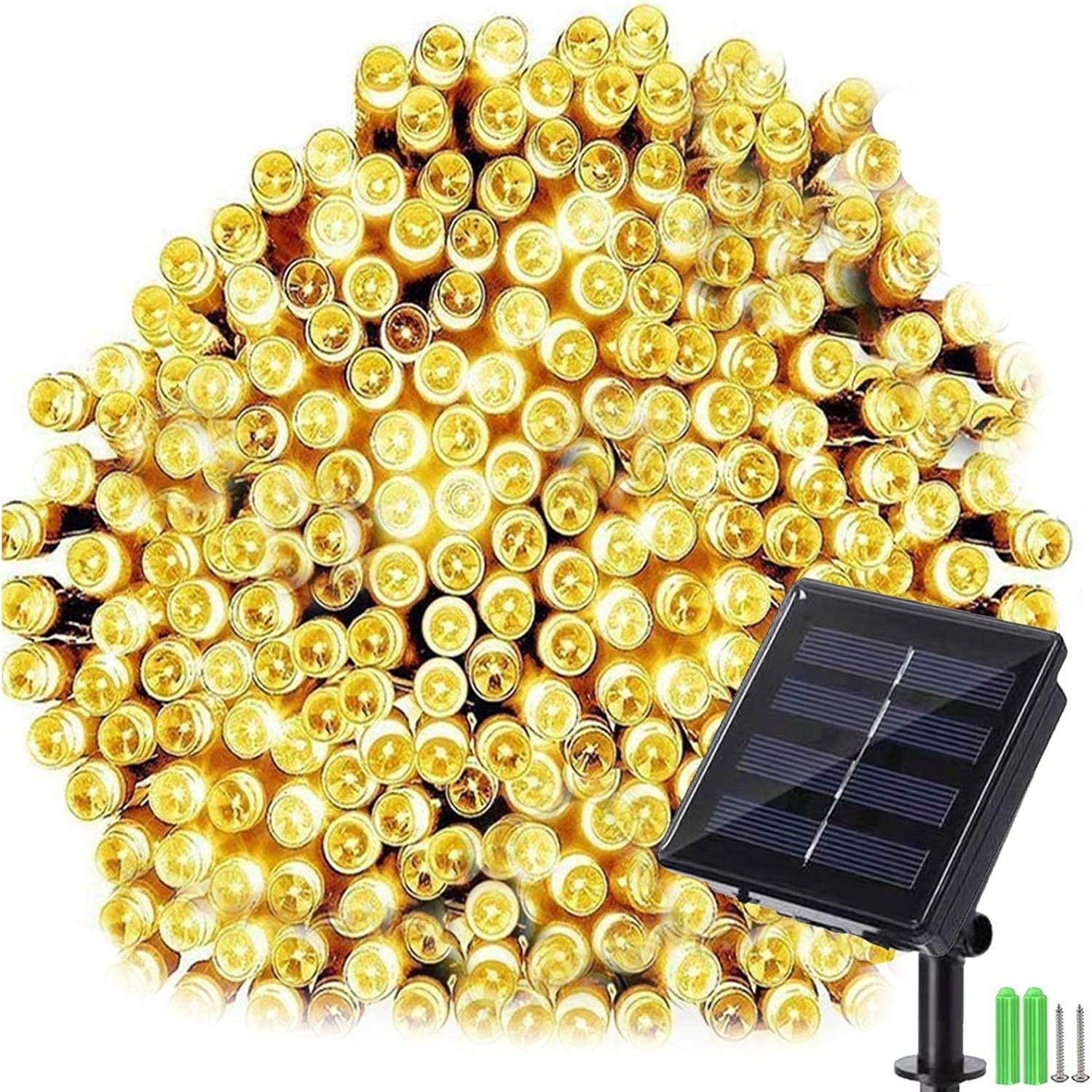 Instalatie Solara Joyful Box, 10 Metri, 100 LED-uri, Galben, Panou solar, 8 jocuri de lumini
