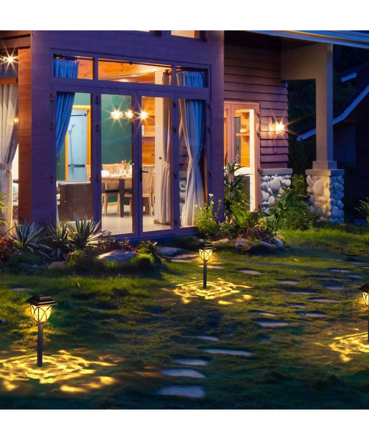 Set 2 Lampi Solare Decorative Joyful Box, LED lumina calda, Negru Royal, Design modern, 2000mAh, Exterior, IP66