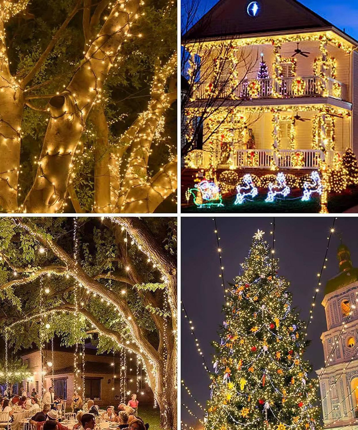 Instalatie Liniara Joyful Box, Galben, 100 Metri, 500 LED-uri tip diamant si 8 jocuri de lumini, pentru interior si exterior, Lumina alba calda