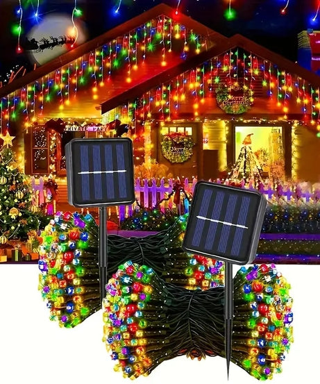Instalatie Solara Joyful Box, 10 Metri, 100 LED-uri, Multicolor, Panou solar, 8 jocuri de lumini