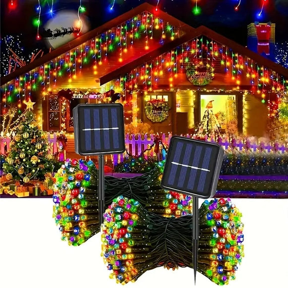 Instalatie Solara Joyful Box, 10 Metri, 100 LED-uri, Multicolor, Panou solar, 8 jocuri de lumini