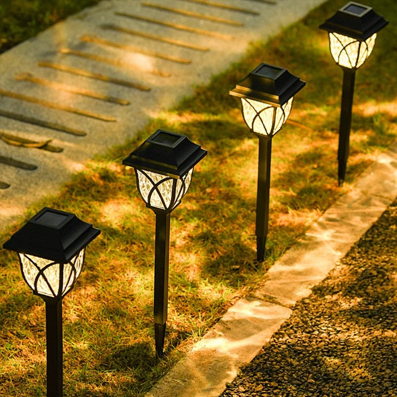Set 4 Lampi Solare Decorative Joyful Box, LED lumina calda, Negru Royal, Design modern, 2000mAh, Exterior, IP66