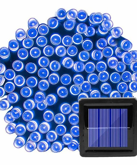 Instalatie Solara Joyful Box, 10 Metri, 100 LED-uri, Albastru, Panou solar, 8 jocuri de lumini